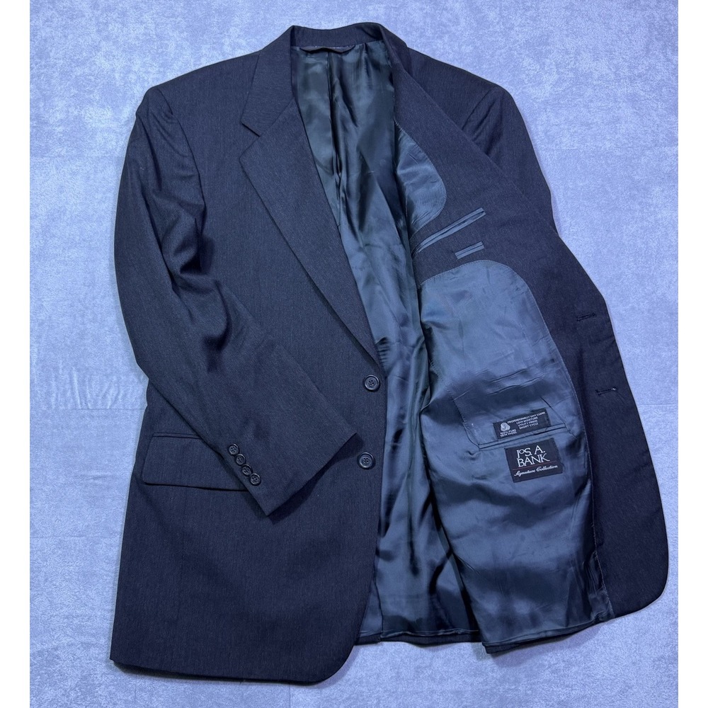 Jos A Bank Blazer Mens 42R Signature Collection Black 100% Wool Sport Coat